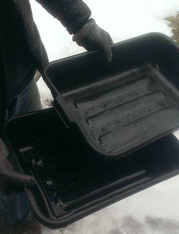 Trays, one with 1/4" holes